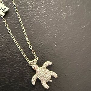 Silver Turtle Rhinestone anklet